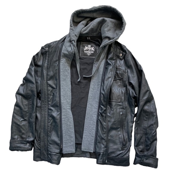 Express Other - Express Hooded Faux Leather Jacket